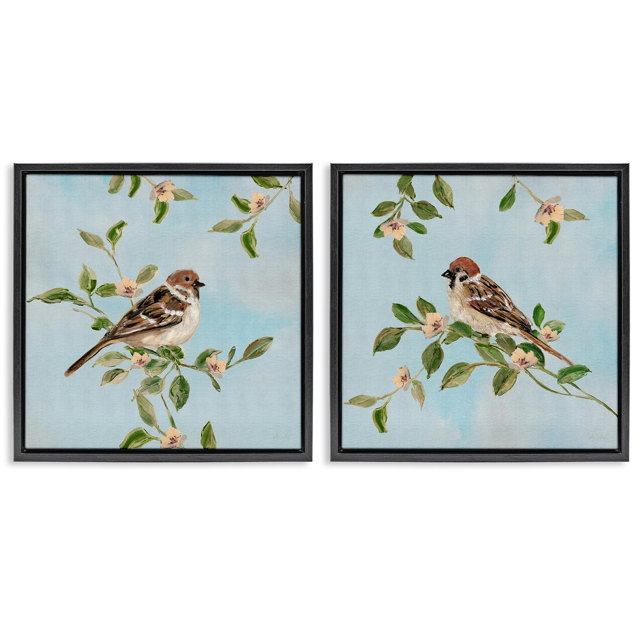 Stupell Industries Sparrow Upon Apple Blossoms 2pc Floating Frame Set By Sally Swatland